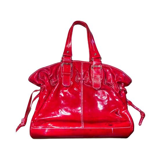 Dooney & Bourke Vintage Red Patent Leather Hayden Shoulder Handbag Purse - Picture 2 of 8